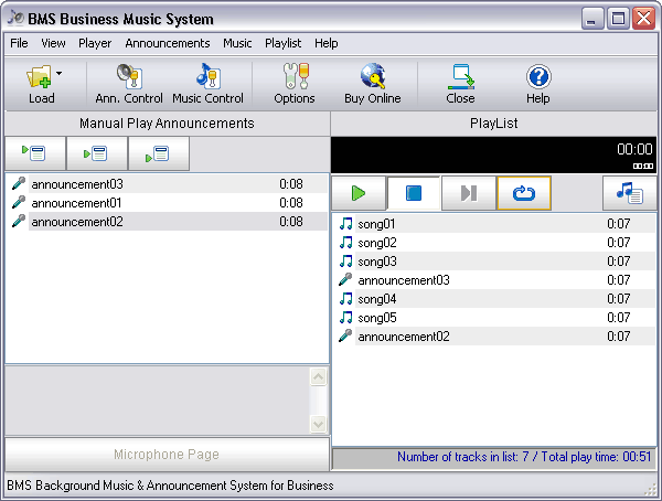 Screenshot of BMS Business Music System