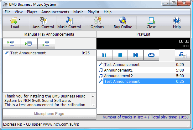 Screenshot for BMS Business Music System 4.08