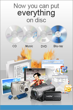 Video and data DVD burning software, also compatible with data Blu-ray Discs