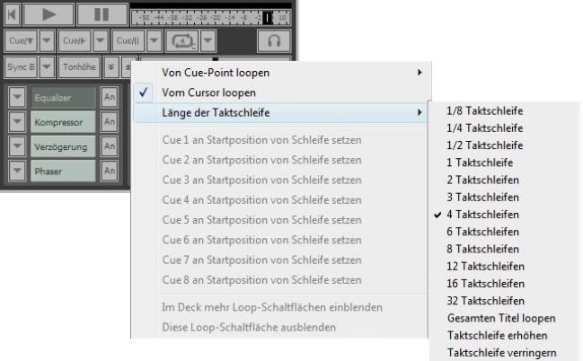 Zulu DJ Software für Windows Looping Screenshot.
