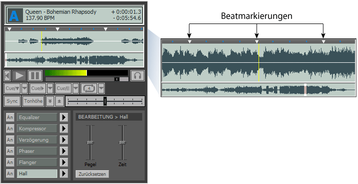 Zulu DJ Mixer Software für Windows Deck Screenshot.