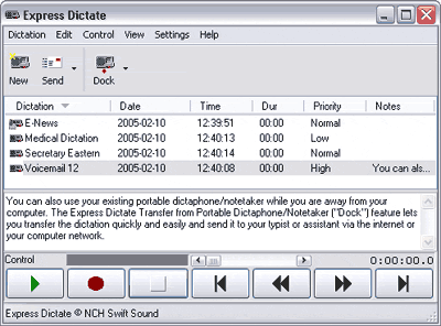 Screenshot of Express Dictate 3.06