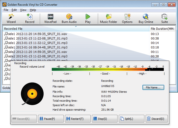 Screenshot for Golden Records Vinyl to CD Converter 1.87