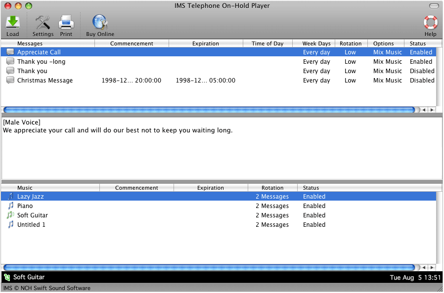 IMS Telephone On-Hold Player for Mac 3.31