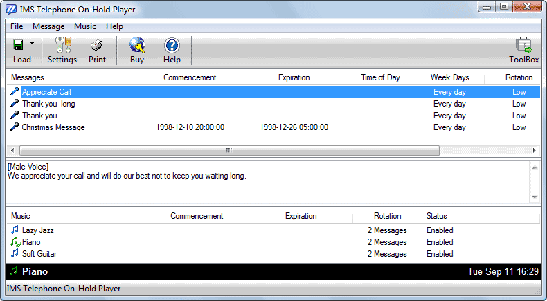 IMS Telephone On-Hold Player 4.10