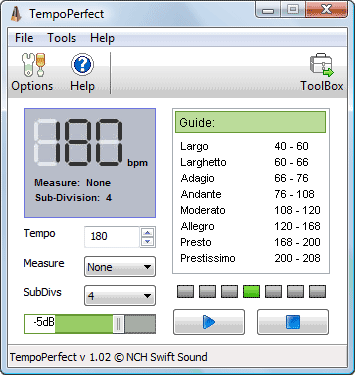 Click to view TempoPerfect Computer Metronome 2.02 screenshot