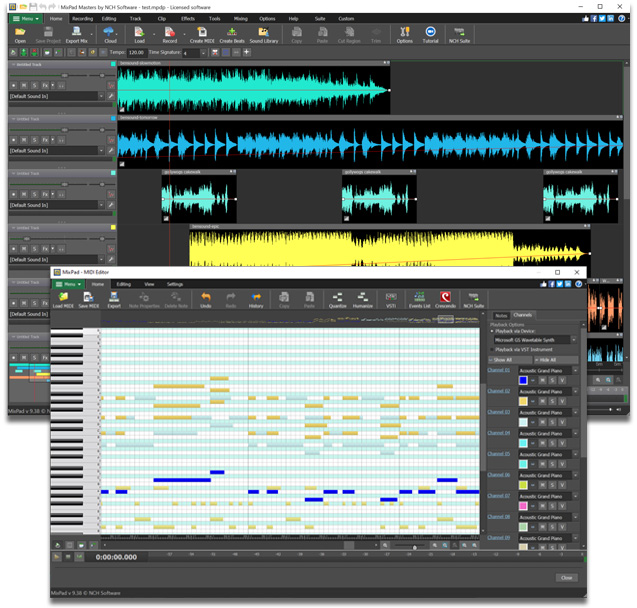 MixPad MIDI editor software