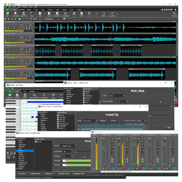 MixPad multitrack-inspelning, ljudmixning och musikmash up-program