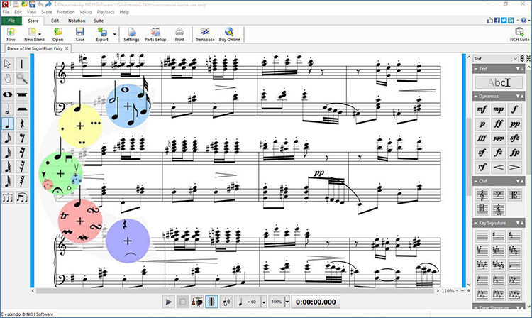 Crescendo Music Notation Software main window screenshot