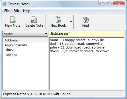 Screenshot for Express Notes Information Organiser 1.02