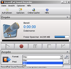 Hier für weitere Screenshots der Soundaufnahme-Software klicken