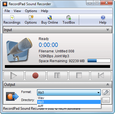 RecordPad Sound Recording Software Free