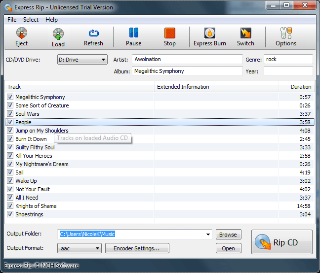 Click to view Express Rip Free CD Ripper 1.85 screenshot