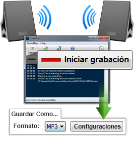 Programa para grabar streaming audio, graba el audio que se reproduce a través de su equipo o altavoces