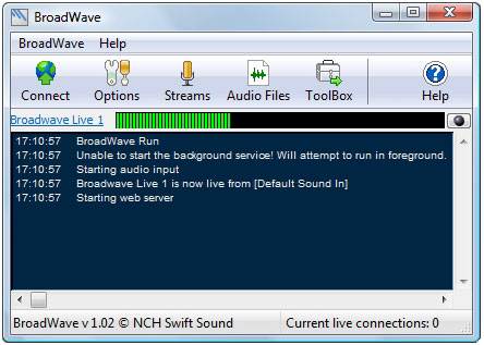 Screenshot for BroadWave Pro Streaming Audio Server 1.21