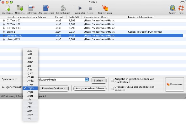 Switch Audiokonverter für Mac