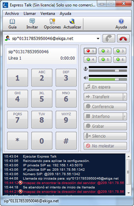  Capturas de pantalla de Express Talk, softphone SIP