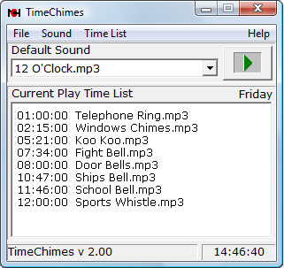 Click to view TimeChimes Automated Audio Player 2.00 screenshot