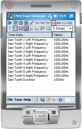 Tone Generator for Windows CE screen shot