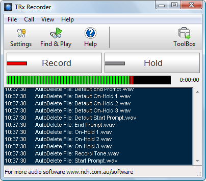 TRx is a personal phone line recorder program for Windows. TRx lets you manually record telephone calls on a phone line connected to the voice modem (or other telephony card) of your computer.