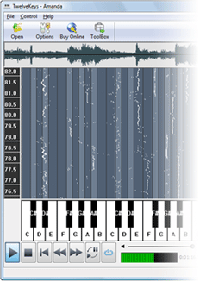 Capturas de tela do TwelveKeys Software de Transcrição de Música