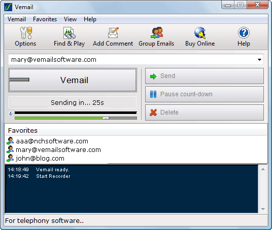 Screenshot for Vemail Pro Voice Email Software 2.13