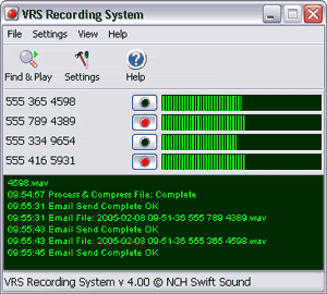 Screenshot of VRS Telephone Call Recorder