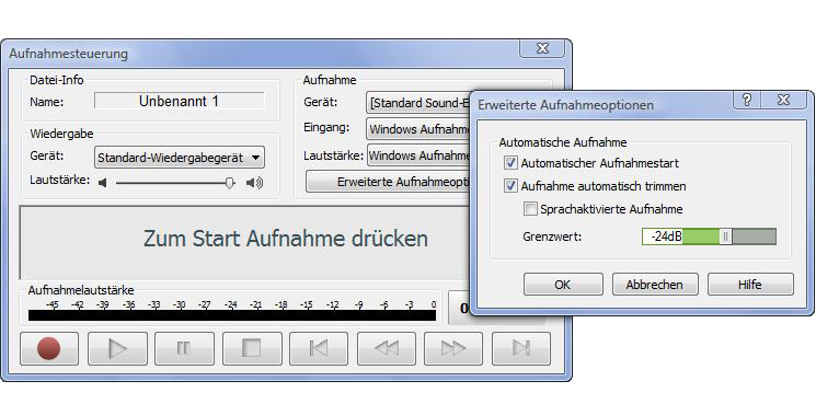 WavePad enthält einen Audio-, Sound- und Sprachrekorder.