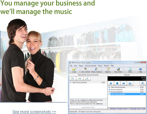 Click here to see more screenshots of BMS Business Music system