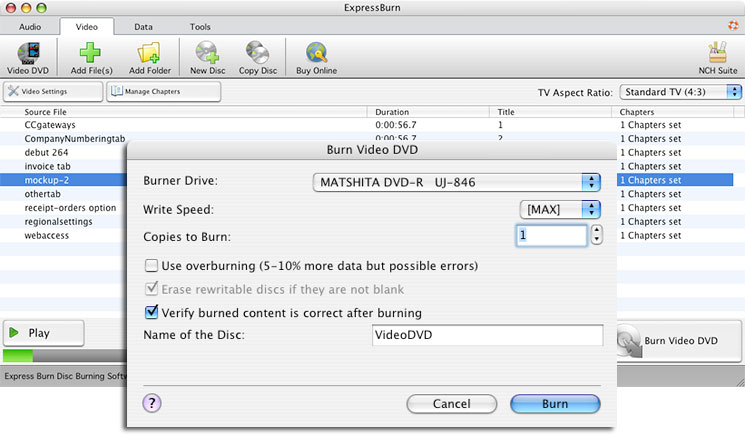 NCH ExpressBurn Plus Mac 破解版 快速光盘刻录软件