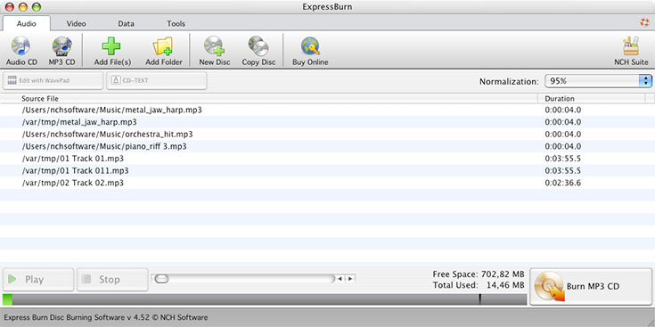 Express Burn Free for Mac  - Application for Windows, Mac, Linux