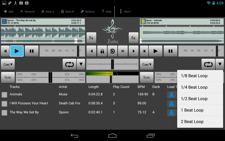Zulu Android DJ App will play beat loops on your phone.