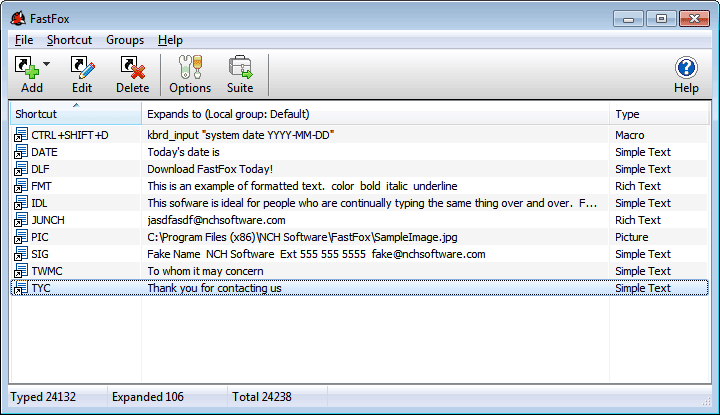 FastFox Text Expander screenshot