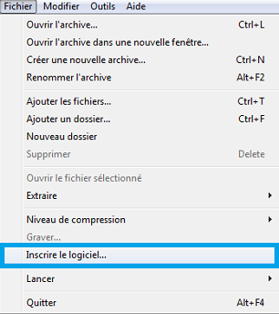 Inscrire un logiciel dans le menu fichier