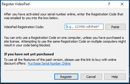 videopad registration code works