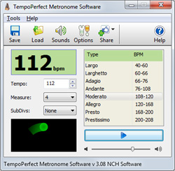 TempoPerfect 메트로놈 프로그램 스크린샷