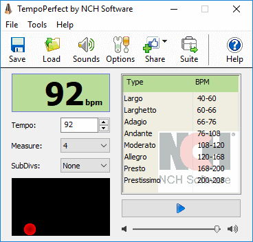 TempoPerfect Computer Metronome screenshot