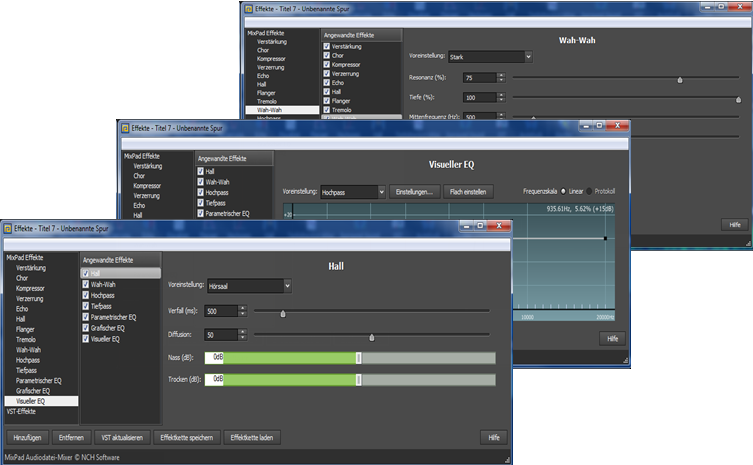 MixPad Audio Mix und Recorder Software Audioeffekte und Wiederherstellung Screenshot