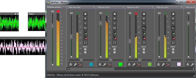 Capture d'écran de MixPad logiciel d'enregistrement et de mixage multipiste