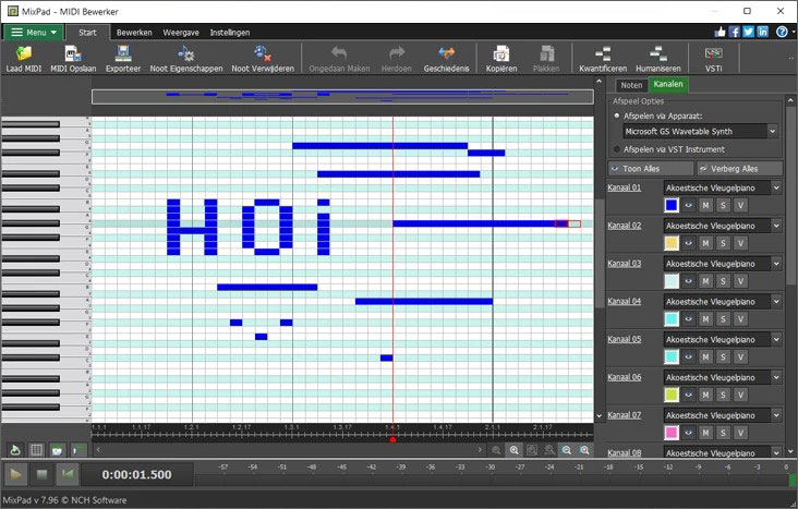 MixPad MIDI Editor Software screenshot