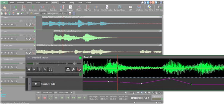 MixPad Audio Mixing Software track controle screenshot