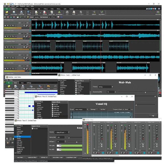 MixPad gravação multi-faixa, mixagem de áudio e software de mash up de música