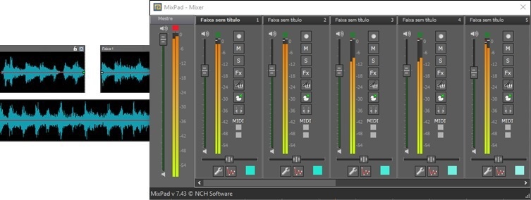 Captura de tela do Mixpad Software de Mixagem Multifaixa