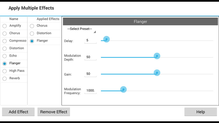 Capture d'écran des effets audio de MixPad mixeur multipiste pour Android