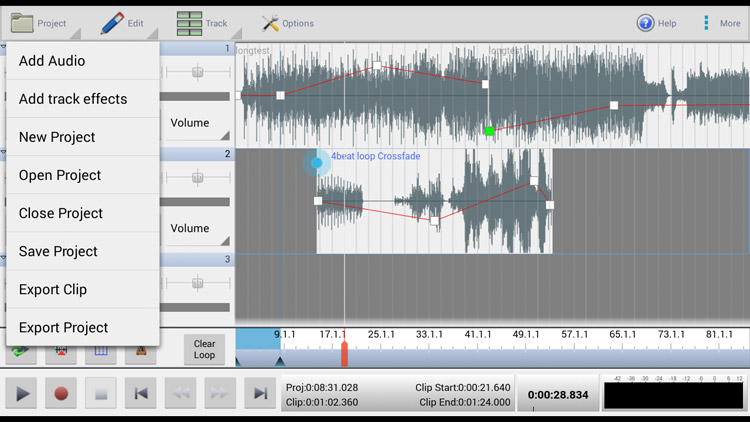 Android版MixPadミキシング・録音ソフトのスクリーンショット