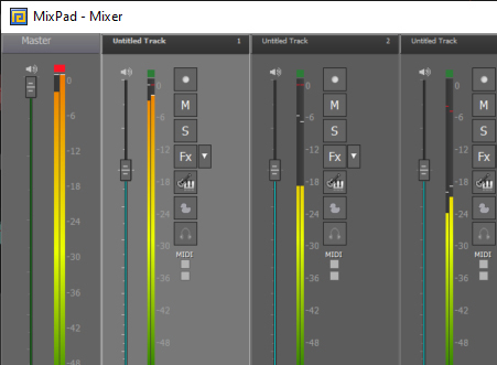 MixPad mixer console feature screenshot