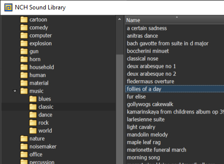 MixPad sound library feature screenshot