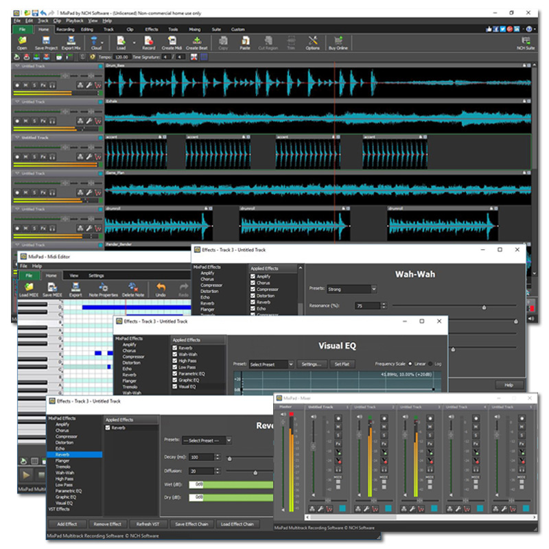 Pegajoso Entretener algas marinas MixPad mezclador de audio. Programa para mezclar pistas de música