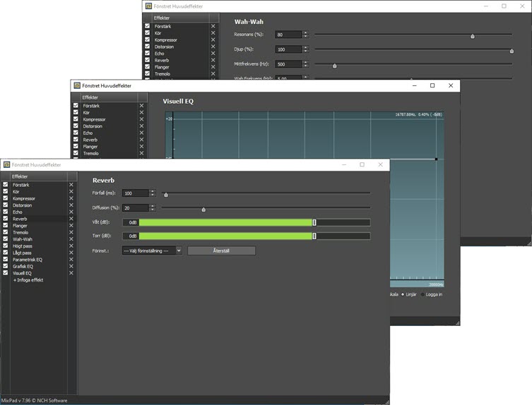 MixPad Audio Mixing and Recording Software ljudeffekter och restaurering skärmdump