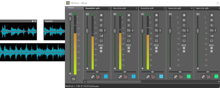 Mixpad Multitrack Mixningsprogram skärmdump